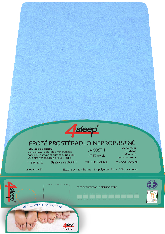 Nepropustné froté prostěradlo s gumičkou 90x200 modré