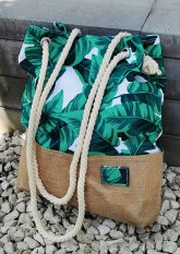 Plážová taška 37x38x8cm - Listy zelené dlouhé uši z lana Plážová taška 37x38x8cm - Listy zelené dlouhé uši z lana