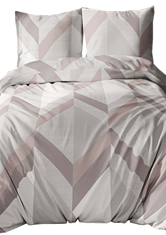 Bavlněné saténové povlečení 140x200+70x90 - Geometrie béžová 5078B