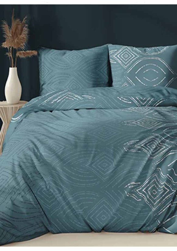 Bavlněné saténové povlečení 140x200 +70x90 - Oko tyrkysové