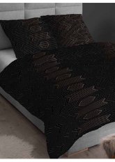 Bavlněné saténové povlečení 140x200 +70x90 - Proužky černozlaté