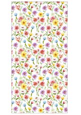 Ubrus na konferenční stůl 50x100cm barevné květiny na bílém Ubrus na konferenční stůl 50x100cm barevné květiny na bílém