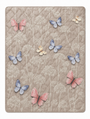 Přikrývka MILANO 160x200 Letní 250g - Motýli na béžovém