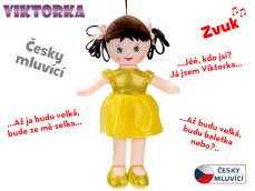 Panenka Viktorka hadrová 32cm česky mluvící na baterie - žlutá 0m+ česká  