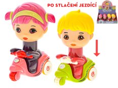 Panenka na skútru po stlačení jezdící 14cm