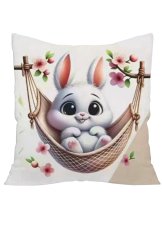 velikonoční povlak na veluru 40x40cm s motivem zajíčka na houpačce velikonoční povlak na veluru 40x40cm s motivem zajíčka na houpačce