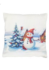 Vánoční povlak na polštář 40x40 na zip velur - Sněhulák Vánoční povlak na polštář 40x40 na zip velur - Sněhulák