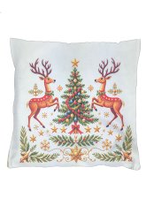 Vánoční povlak na polštář 40x40 na zip velur - Jelínci a stromeček