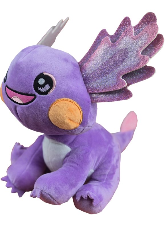 Krásný plyšový Axolotl, ve fialové barvě, zvaný taky jako vodní dráček.