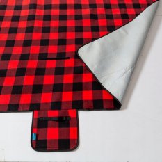 Pikniková deka 200x200cm XXL - káro červené spodní díl hlinikova folie
