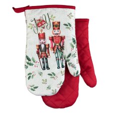 Chňapka kuchyňská /rukavice s magnetem a poutkem - Vánoční louskáčci červená Chňapka kuchyňská /rukavice s magnetem a poutkem - Vánoční louskáčci červená