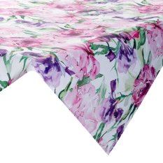 Ubrus na stůl 85x85cm - Květy růžové a fialové na bílém