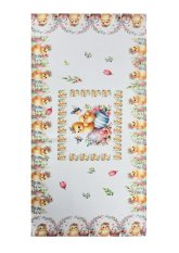 Velikonoční ubrus 40x90cm - Kuřátka a kraslice bílá Velikonoční ubrus 40x90cm - Kuřátka a kraslice bílá