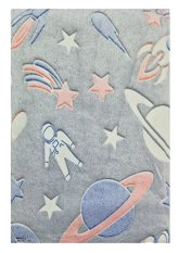 Deka mikroplyšová svítící ve tmě 150x200cm - planety a kosmonaut šedý