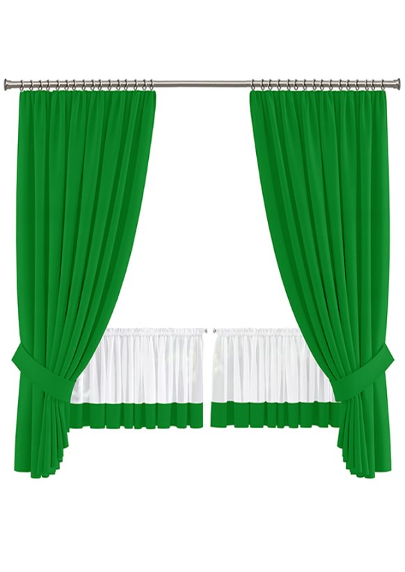 Sada hotových závěsů a záclon na okno Bella zelená
