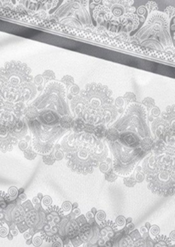 Bavlněné saténové povlečení 140x200 +70x90 - Ornamenty šedé 3559 B detail