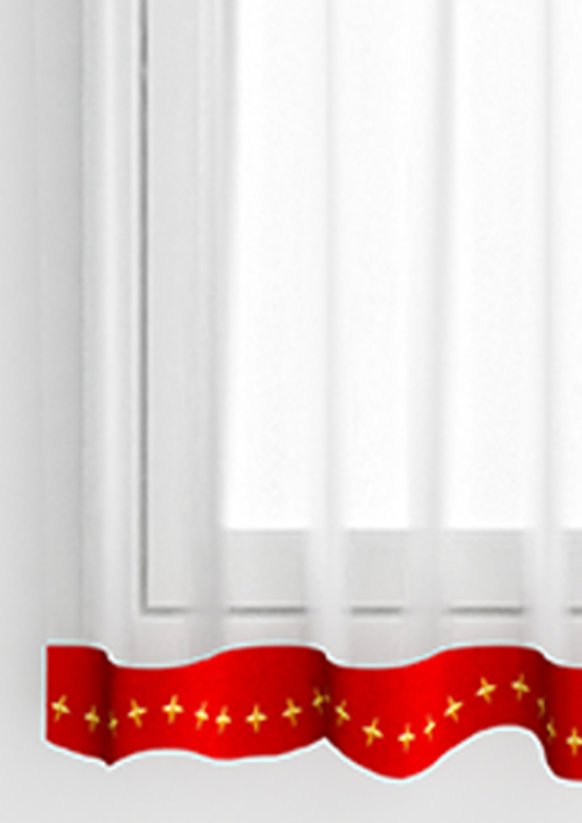 Hotová vánoční záclona 300x140cm - Baňky dolní lem