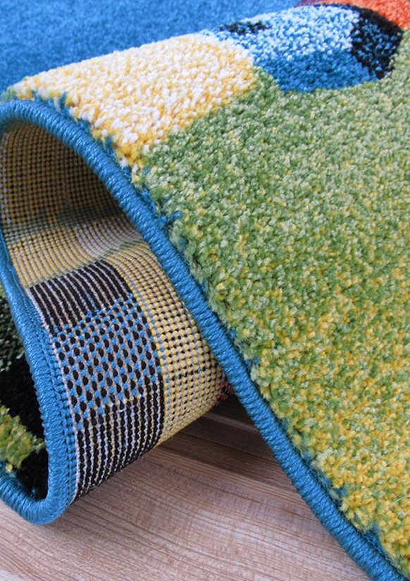 Dětský kusový koberec minecraft barvy modrozelené 4sleep detail lemování