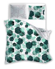 Povlečení satén 140x200 + 70x90 -  Milagro verde geometrické tvary zelené 09