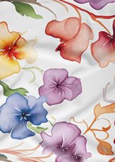 Bavlněné saténové povlečení 140x200 +70x90 - Vodové květy barevné na bílé detail