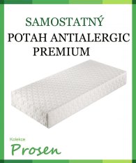 Antialergický potah Premium je úplně zbaven jakýchkoli přírodních alergenů rostlinného i živočišného původu. Gramáž 200g/m2,praní na 40°C.