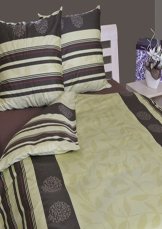 Povlečení satén zapínání na zip ze 100% bavlny 140x200+70x90cm Niki hnědá s khaki 195 Povlečení satén zapínání na zip ze 100% bavlny 140x200+70x90cm Niki hnědá s khaki 195