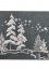 Detail vánoční výšivky stříbrné stromečky na grafitovém podkladu