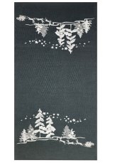 Vánoční ubrus/běhoun 40x85cm s výšivkou stromečky stříbené na grafitovém