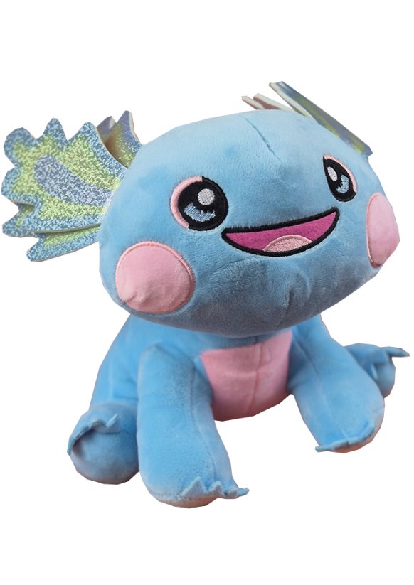 Plyšový Axolotl v modré barvě, vodní dráček příjmný k mazlení.