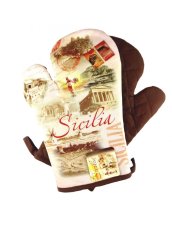 Kuchyňská chňapka s magnetem, rukavice s motivem Sicilia hnědá