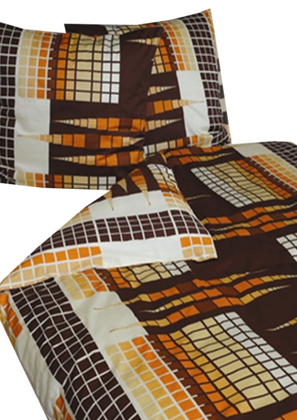 Povlečení kostičky krem s hnědou 140x200+70x90cm liza 174 na zip