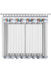 Hotová vánoční záclona 300x140cm - Sněhuláci modří Hotová vánoční záclona 300x140cm - Sněhuláci modří