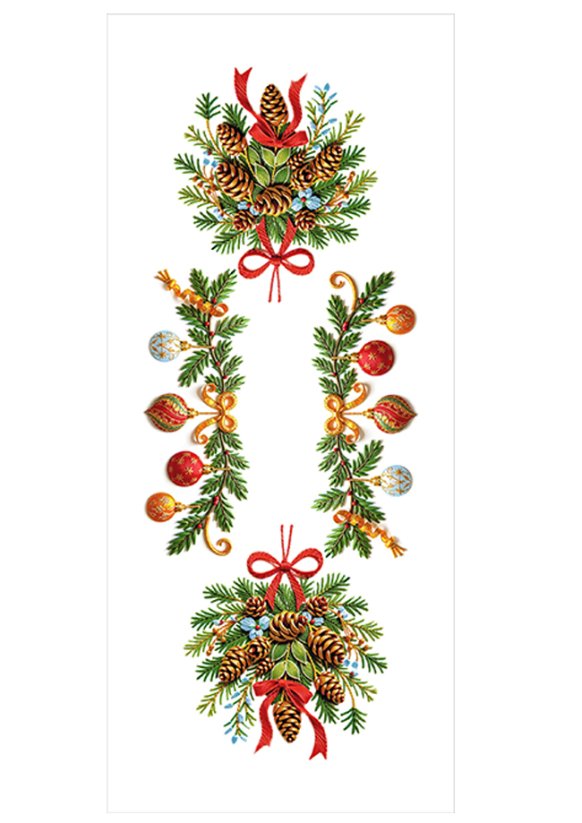 Vánoční ubrus/prostírání 30x45cm - Šišky