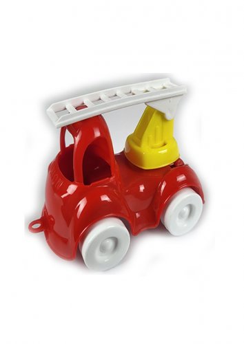 Plastové autíčko pro nejmenší 10cm červené s bílým žebříkem