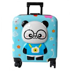 Dětský kufr na kolečkách - Panda modrá