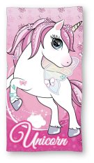 Dětská froté osuška 70x140cm - Unicorn jednorožec růžový