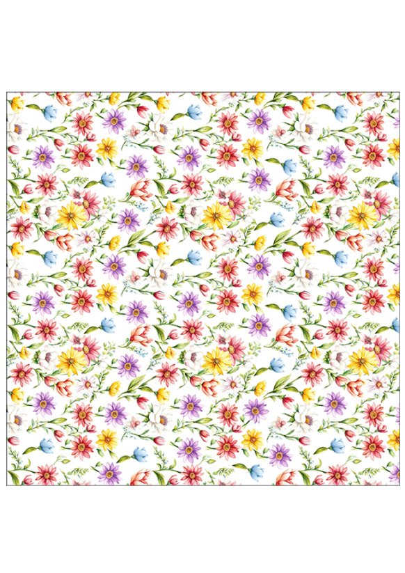 Ubrus ve tvaru čtverce 75x75cm květiny barevné na bílém