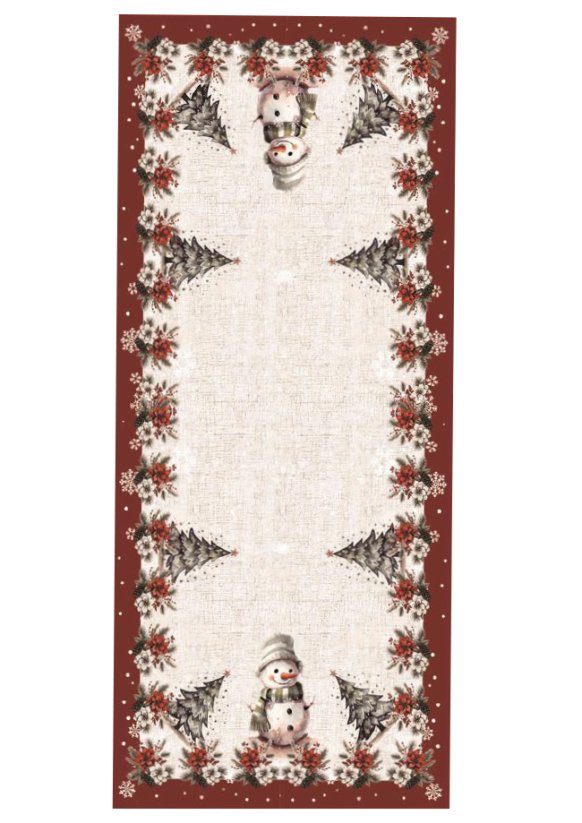 Vánoční ubrus sněhuláci červení 35x35cm
