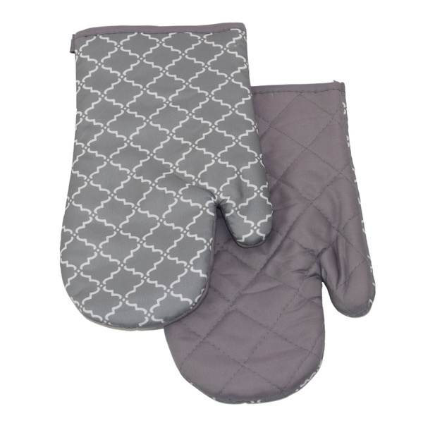 Chňapka kuchyňská /rukavice  s magnetem a poutkem - Geometrie šedá