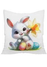 Velikonoční povlak na polštář 40x40cm s motivem zajíčka s narcisem Velikonoční povlak na polštář 40x40cm s motivem zajíčka s narcisem