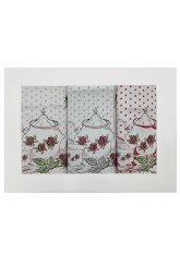 3 dílná sada kuchyňských bavlněných utěrek - Čajový servis růže 3 dílná sada kuchyňských bavlněných utěrek - Čajový servis růže