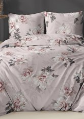 Bavlněné saténové povlečení 140x200 +70x90 - Pivoňka květy růžové 5067 A
