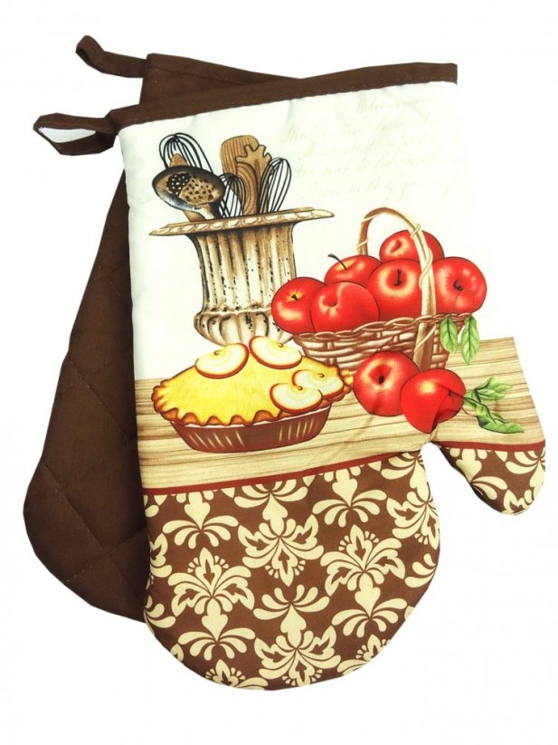 Chňapka kuchyňská s magnetem, rukavice s motivem jablkový koláč