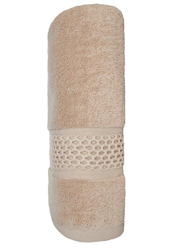 Samostatný ručník Asti s gramáží až 550g/m2 barvy béžové s jemnou bordurou