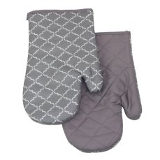Chňapka kuchyňská /rukavice  s magnetem a poutkem - Geometrie šedá