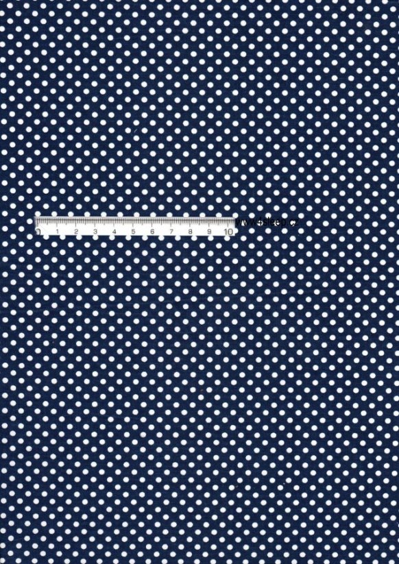Bavlněná látka s potiskem bílých puntíků na tmavě modrém v šíři 160cm