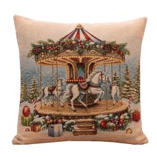 Gobelínový povlak na polštář 45x45cm - Vánoční kolotoč Gobelínový povlak na polštář 45x45cm - Vánoční kolotoč