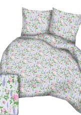 Bavlněné povlečení Lux 140x200+70x90cm - Růžičky na šedém