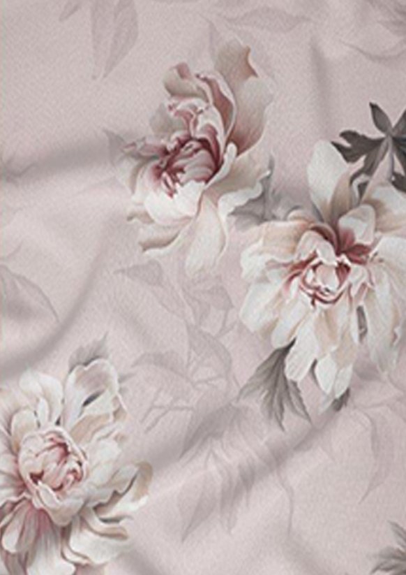 Bavlněné saténové povlečení 140x200 +70x90 - Pivoňka květy růžové 5067 A detail