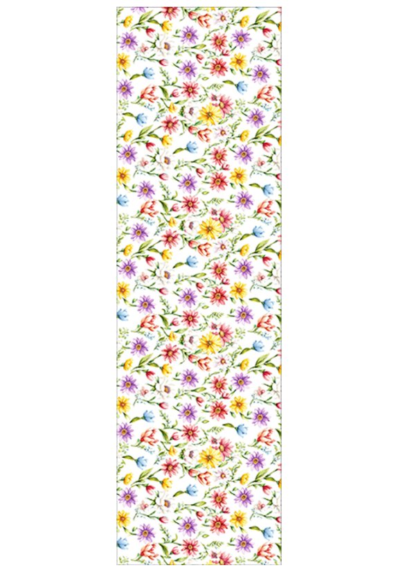 Ubrus/běhoun 40x140cm květiny barevné na bílém